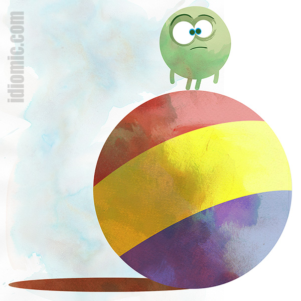 On the ball' illustrated at Idiomic.com; idiom definition